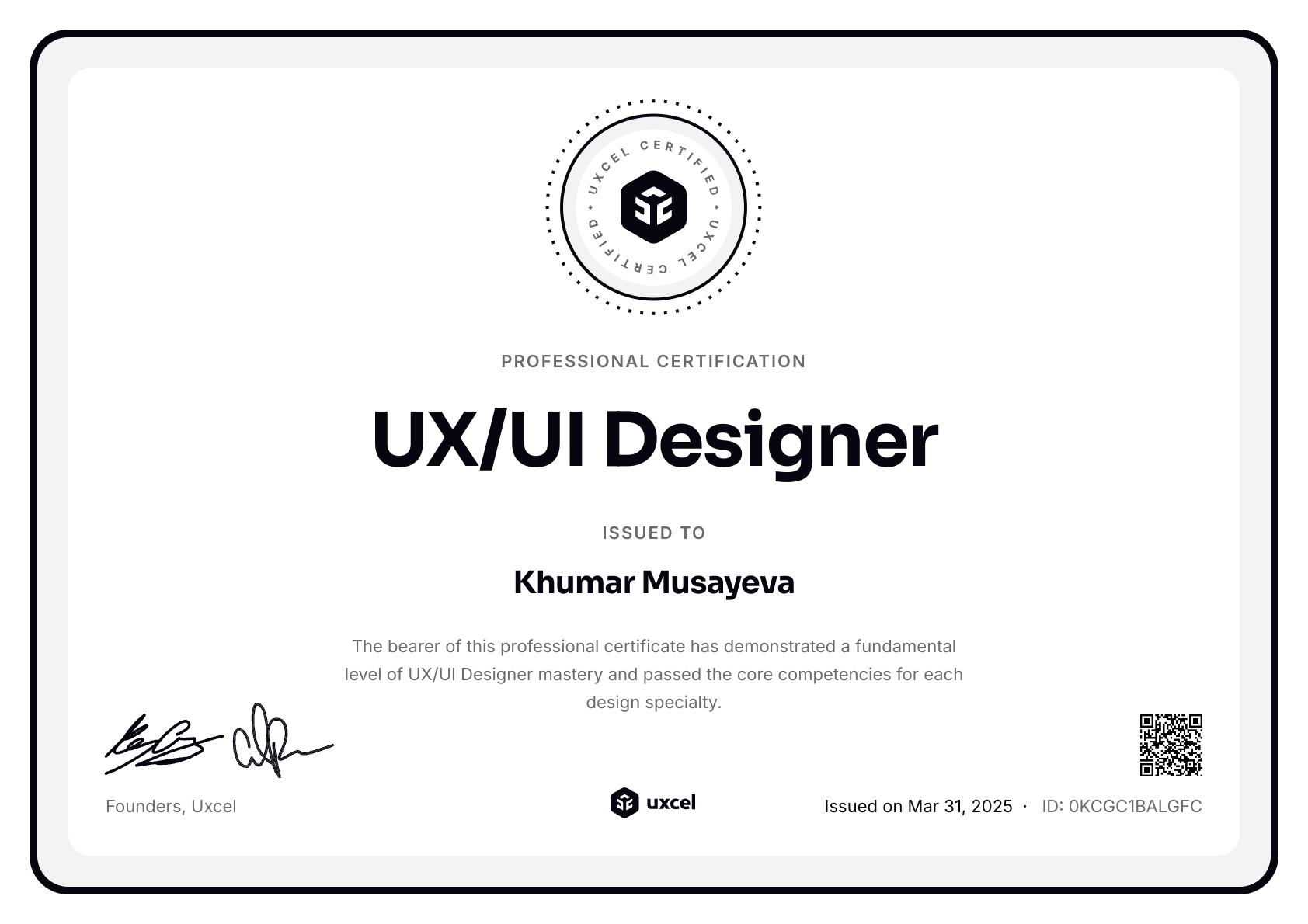 Khumar's certificate